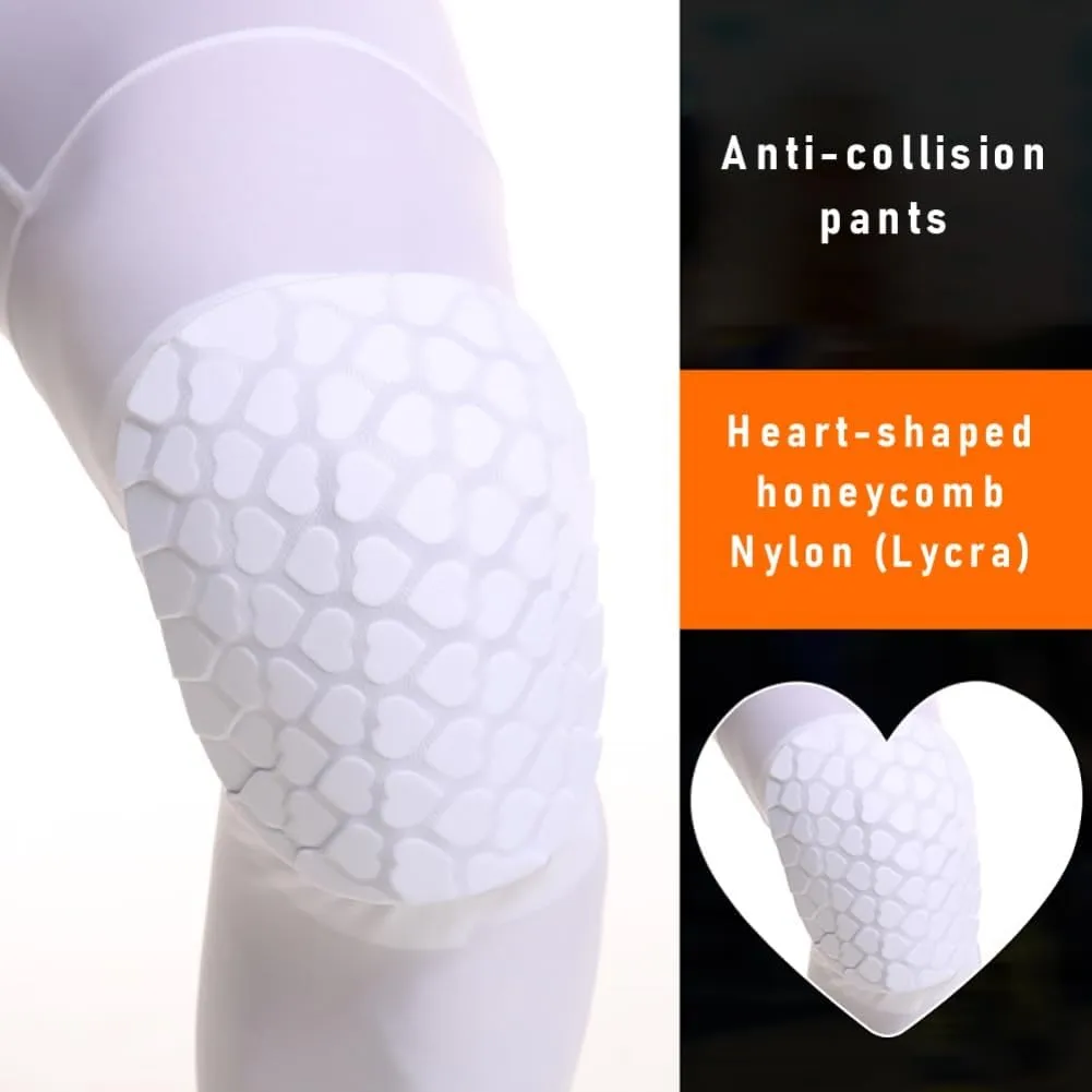 2 Pack Men's Basketball Pants with Knee Pads 3/4 Capri Padded Compression Tights Leggings Sports Athletic Baselayer