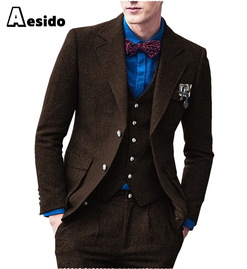 3 Pieces Double Button Notch Lape Men Suit （Blazer Vest Pants）