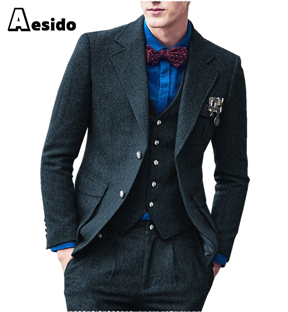 3 Pieces Double Button Notch Lape Men Suit （Blazer Vest Pants）