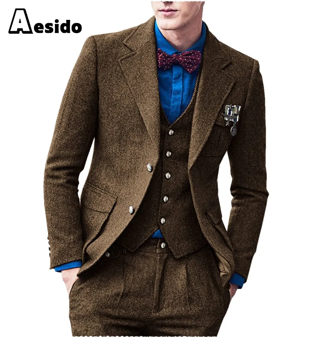 3 Pieces Double Button Notch Lape Men Suit （Blazer Vest Pants）