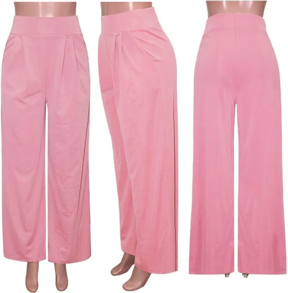 A ADILACA Wide Leg Pants for Women, Palazzo Pants for Women, Womens Casual Lounge Work Business High Waisted Flowy Pants