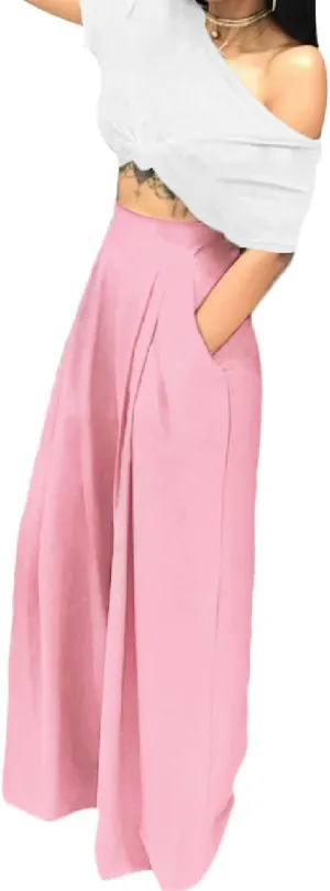A ADILACA Wide Leg Pants for Women, Palazzo Pants for Women, Womens Casual Lounge Work Business High Waisted Flowy Pants