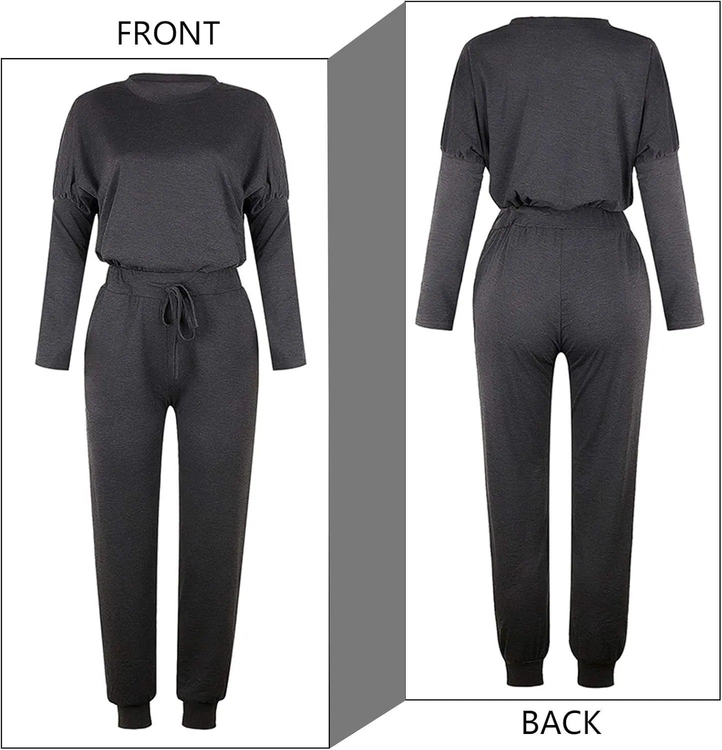 ACOSAP Women Casual Outfit Solid 2 Piece Outfit Long Sleeve Crewneck Pullover Tops and Long Pants Sweatsuits Tracksuits