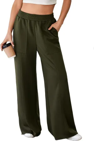 Aleumdr Women's Wide Leg Sweatpants Elastic High Waisted Long Pants Casual Loose Yoga Pants with Pockets 2025