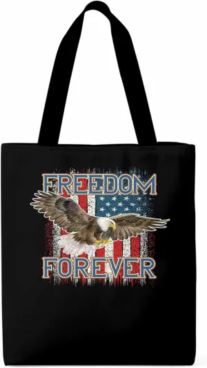 American Flag Eagle Red Blue Canvas Tote Bag, Aesthetic Canvas Tote Handbags for Women Shoulder Bag
