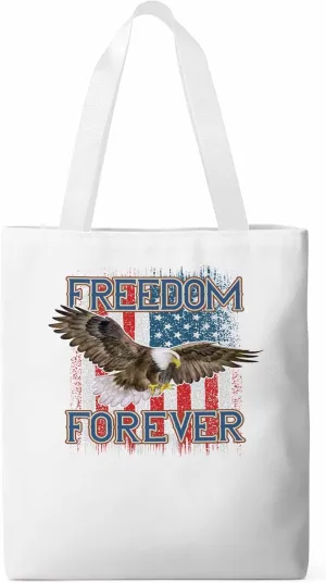 American Flag Eagle Red Blue Canvas Tote Bag, Aesthetic Canvas Tote Handbags for Women Shoulder Bag