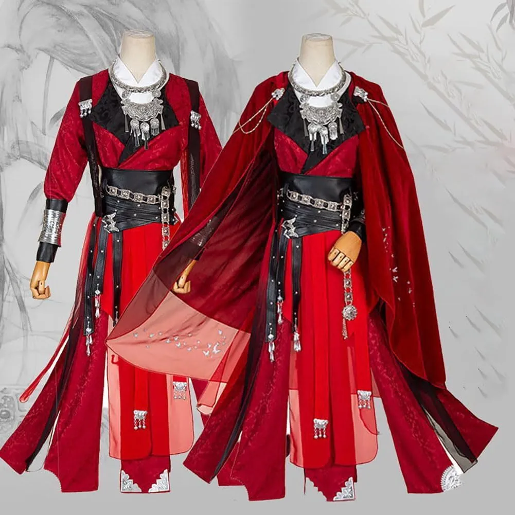 Anime Costume Hua Cheng Cosplay Costume Uniform Costume Outfit Red Cloak Full Set for Men