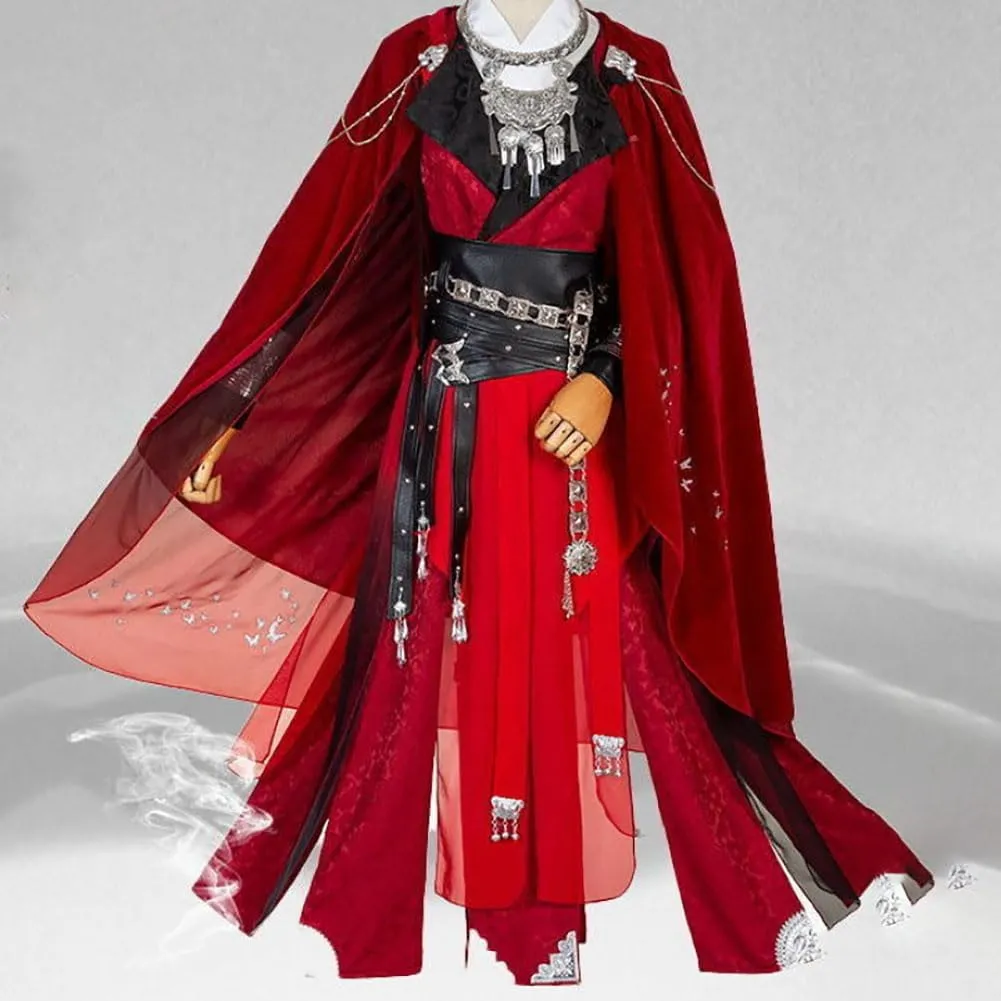 Anime Costume Hua Cheng Cosplay Costume Uniform Costume Outfit Red Cloak Full Set for Men