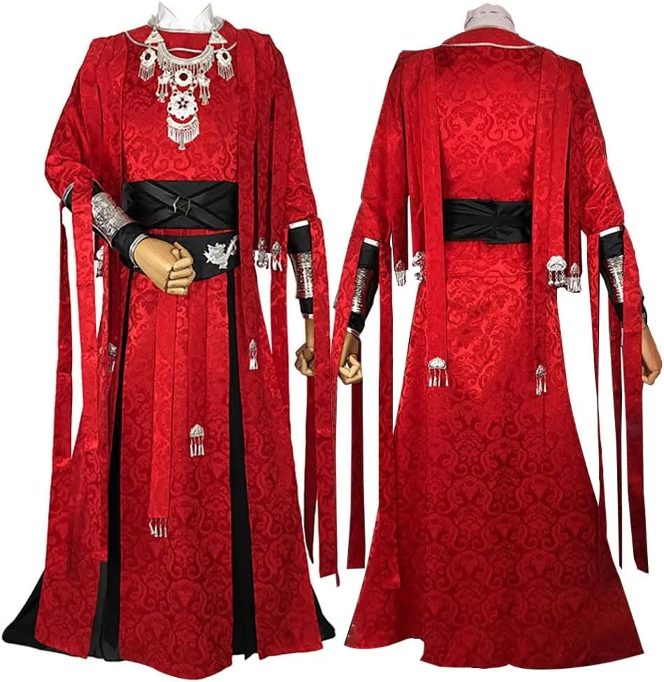 Anime Costume Hua Cheng Cosplay Costume Uniform Costume Outfit Red Cloak Full Set with Umbrella