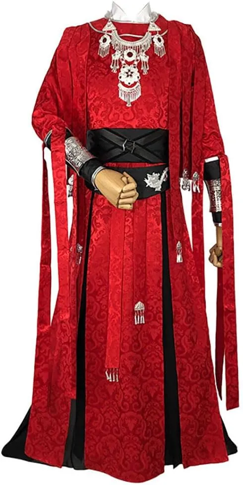 Anime Costume Hua Cheng Cosplay Costume Uniform Costume Outfit Red Cloak Full Set with Umbrella