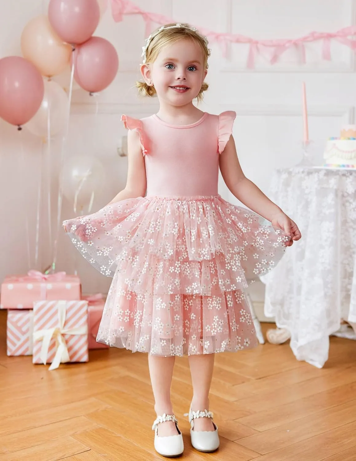 Arshiner Toddler Tutu Dress Girls Fluffy Tiered Summer Dresses Cute Party Tulle Sundress for Kids 2-7Y