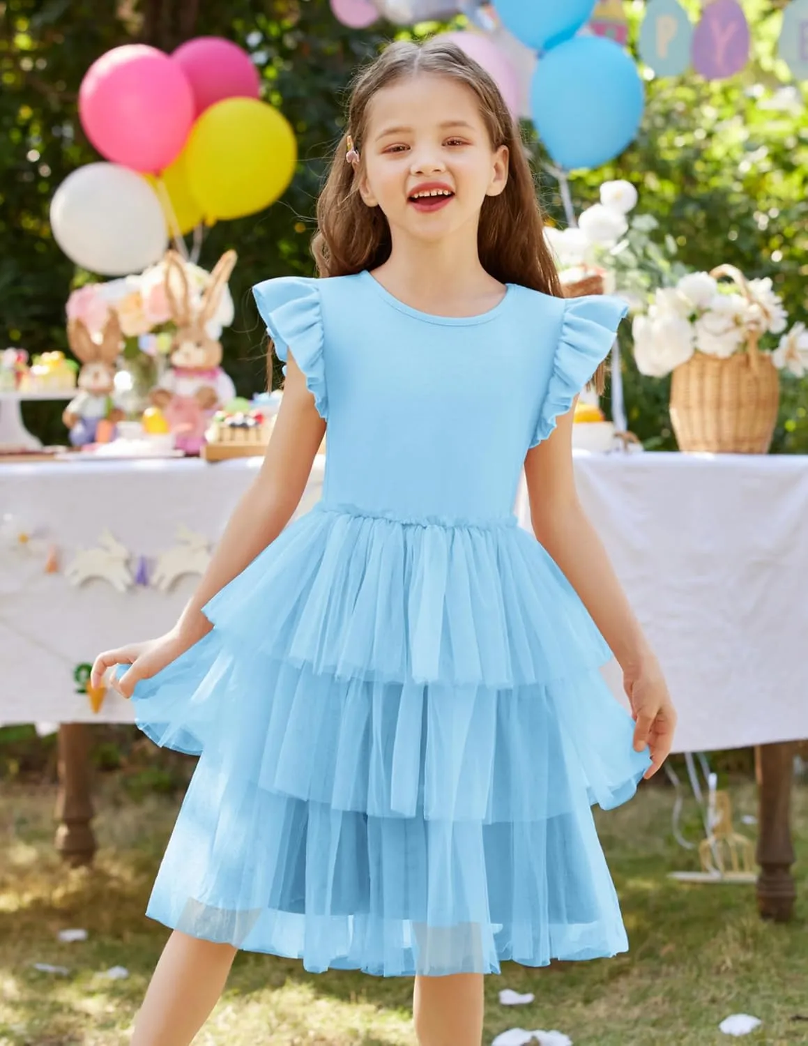 Arshiner Toddler Tutu Dress Girls Fluffy Tiered Summer Dresses Cute Party Tulle Sundress for Kids 2-7Y