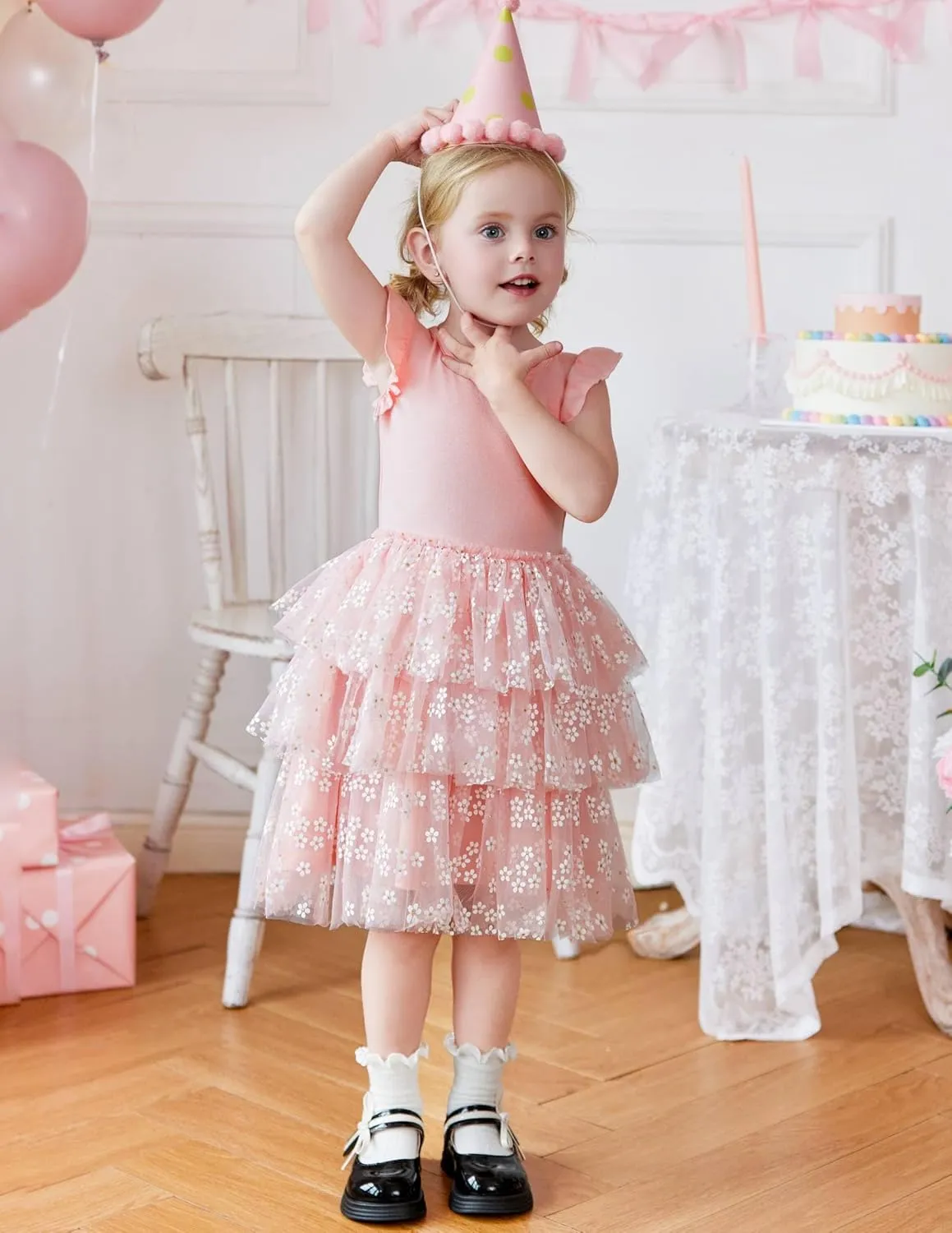 Arshiner Toddler Tutu Dress Girls Fluffy Tiered Summer Dresses Cute Party Tulle Sundress for Kids 2-7Y