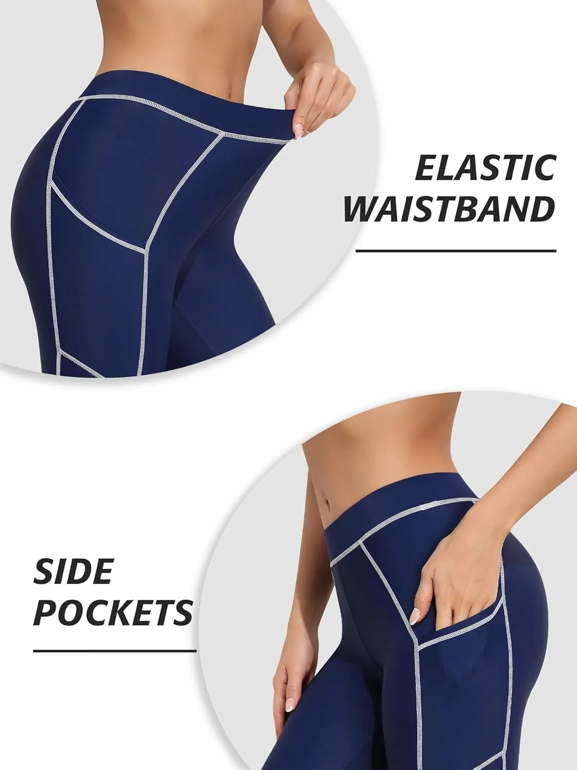 ATTRACO Womens Swim Pants with Pockets Long Swim Leggings High Waisted Swimming Pants
