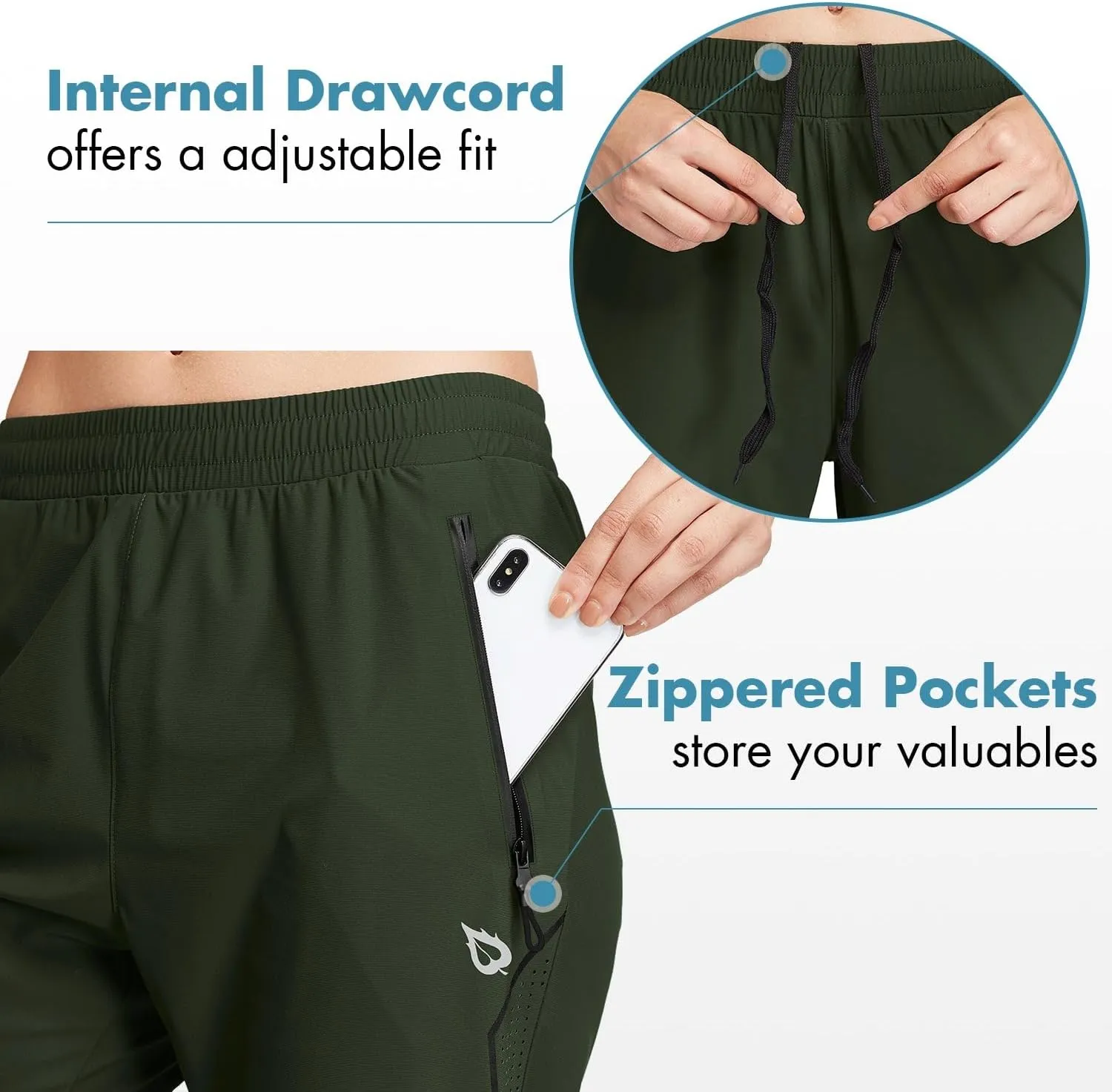 baleaf Women's Joggers Running Hiking Pants Lightweight Quick Dry Athletic Travel Workout with Zipper Pockets