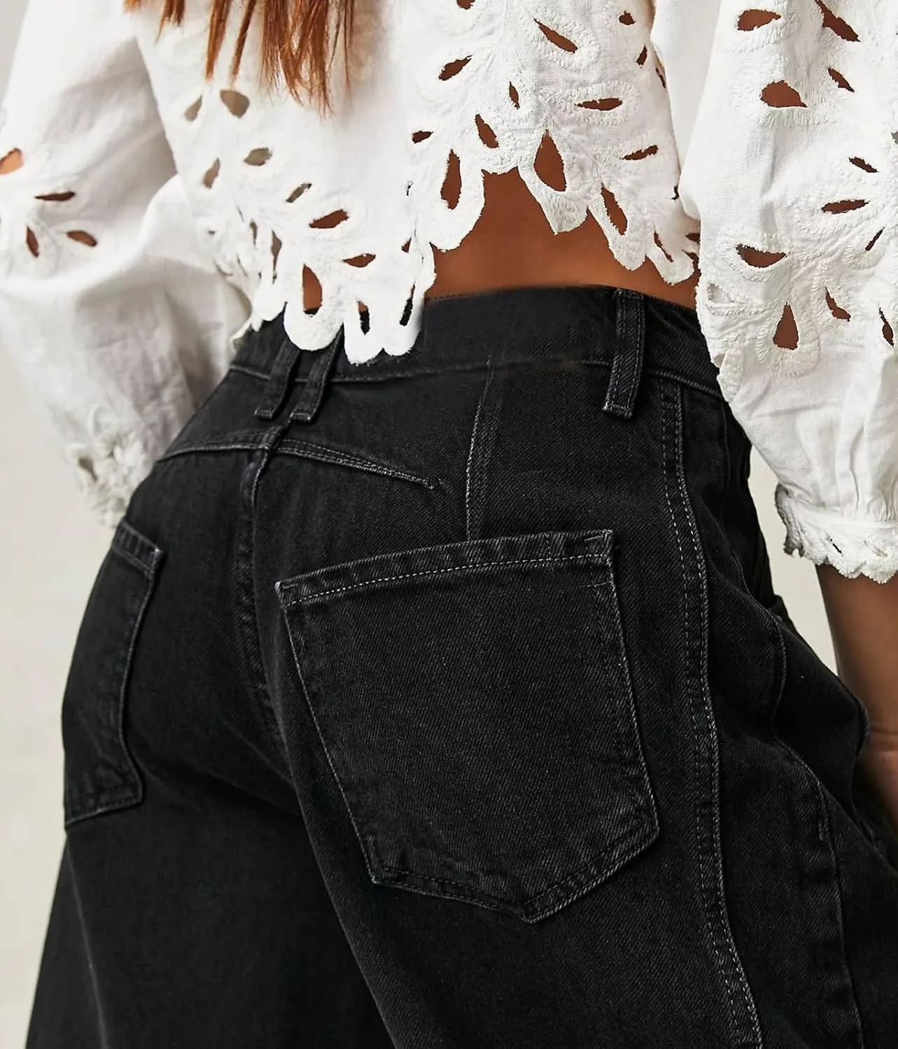 Barrel Jean Pants Women Wide Leg Cropped Jeans Mid Rise Baggy Y2k Boyfriend Denim Pants Vintage Harem Pants Trousers