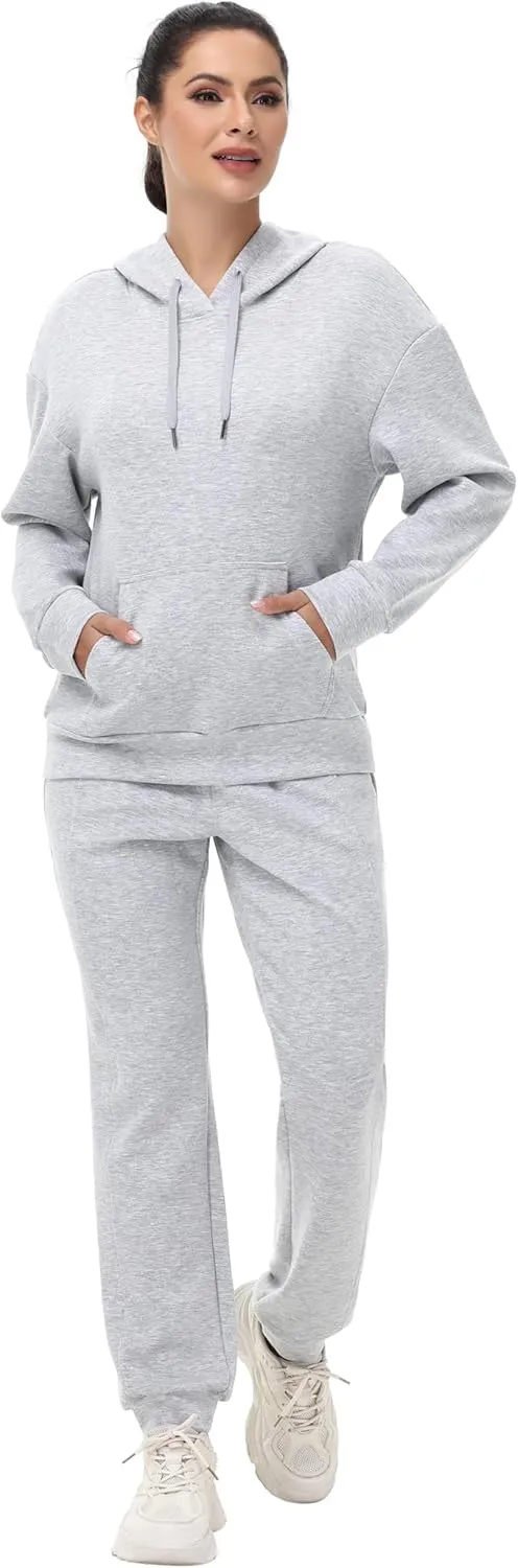 Blaosn Workout 2 Piece Sweatsuits Sets for Women Oversized Hoodie Sweatshirts Jogger Pants Matching Outfits Lounge Clothes