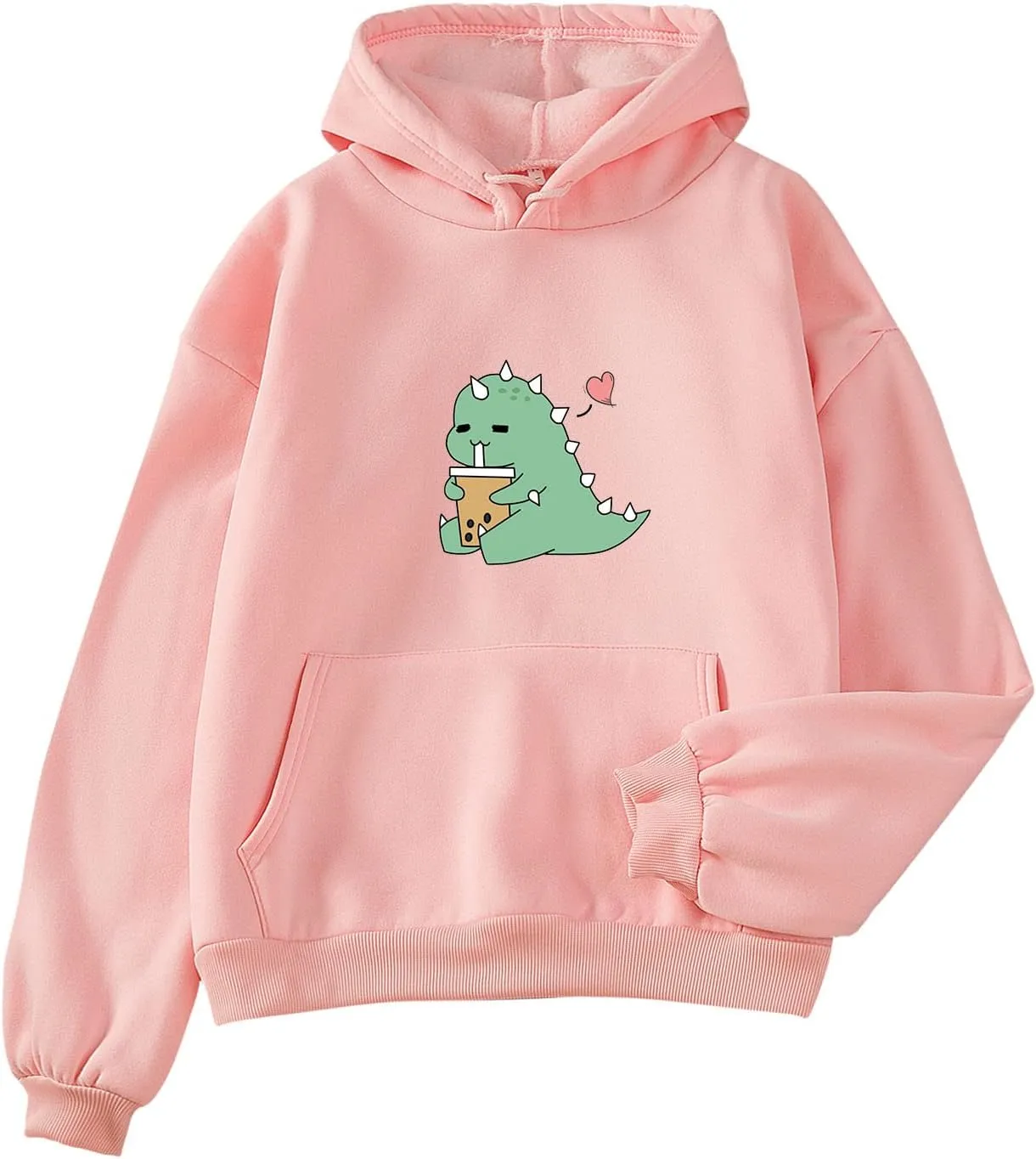Bobeutou Cute Dinosaur Hoodie for Women Hooded Sweatshirt Long Sleeve Hoodies for Teen Girls Aesthetic Tops with Pocket