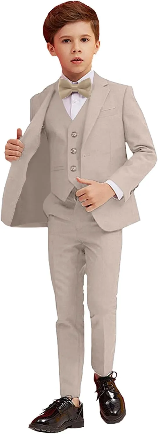 Boy Suits 5 Piece Slim Fit Suit for Kids Toddler Formal Set Wedding Ring Bearer Outfit