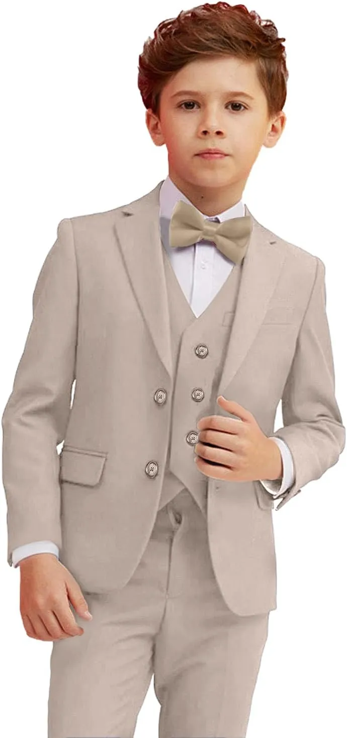 Boy Suits 5 Piece Slim Fit Suit for Kids Toddler Formal Set Wedding Ring Bearer Outfit