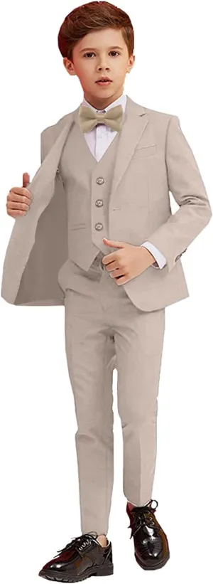 Boy Suits 5 Piece Slim Fit Suit for Kids Toddler Formal Set Wedding Ring Bearer Outfit