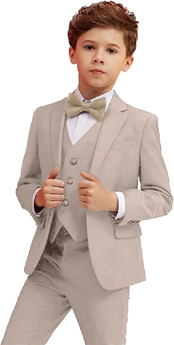 Boy Suits 5 Piece Slim Fit Suit for Kids Toddler Formal Set Wedding Ring Bearer Outfit