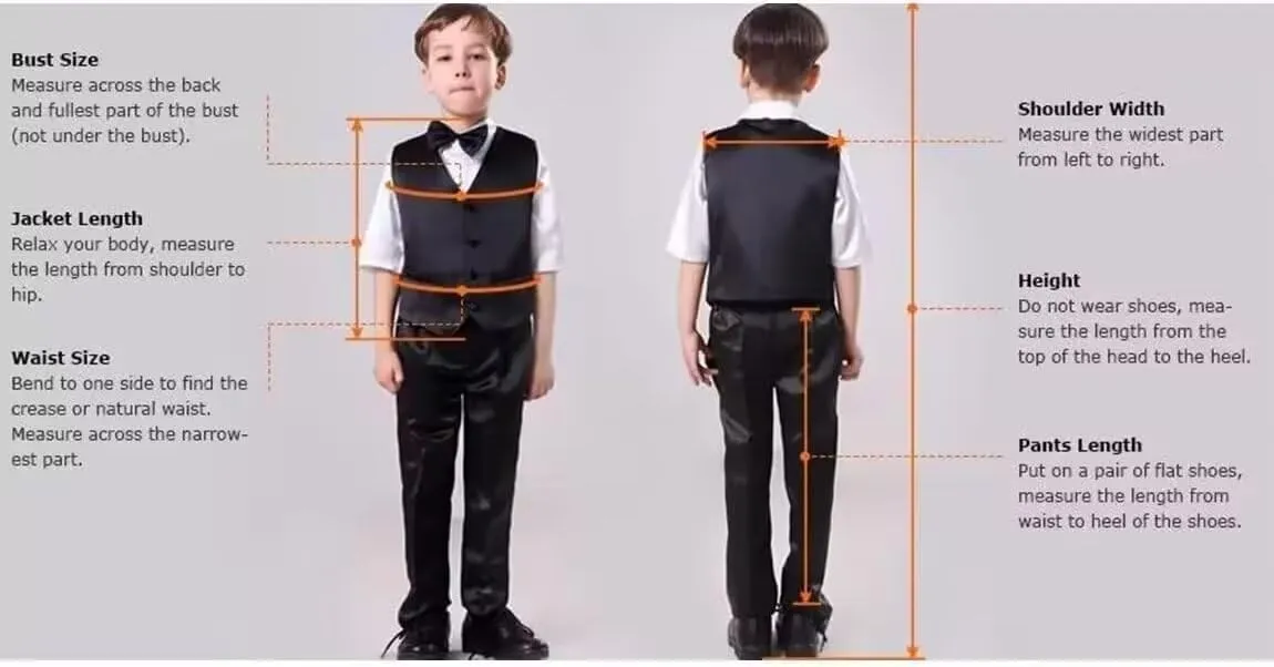 Boys Suit 3 Piece Ring Bearer Suit Slim Fit Peak Lapel Toddler Suits Kids Formal Tuxedo Wedding Outfit for Party Prom