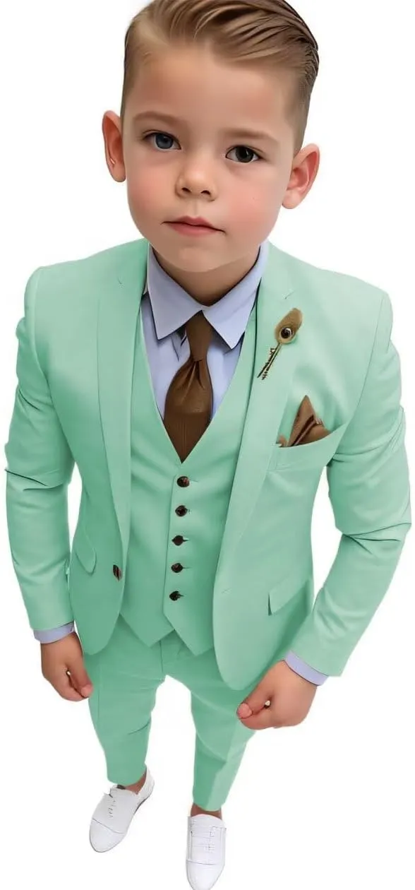Boys Suit Slim Fit Toddler Suit for Boys Single Breasted Kids Tuxedo Suit for Wedding Suit Set