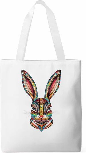 Canvas Tote Bag, Abstract Colorful Bunny patterned Canvas Tote Handbags for Women Shoulder Bag,