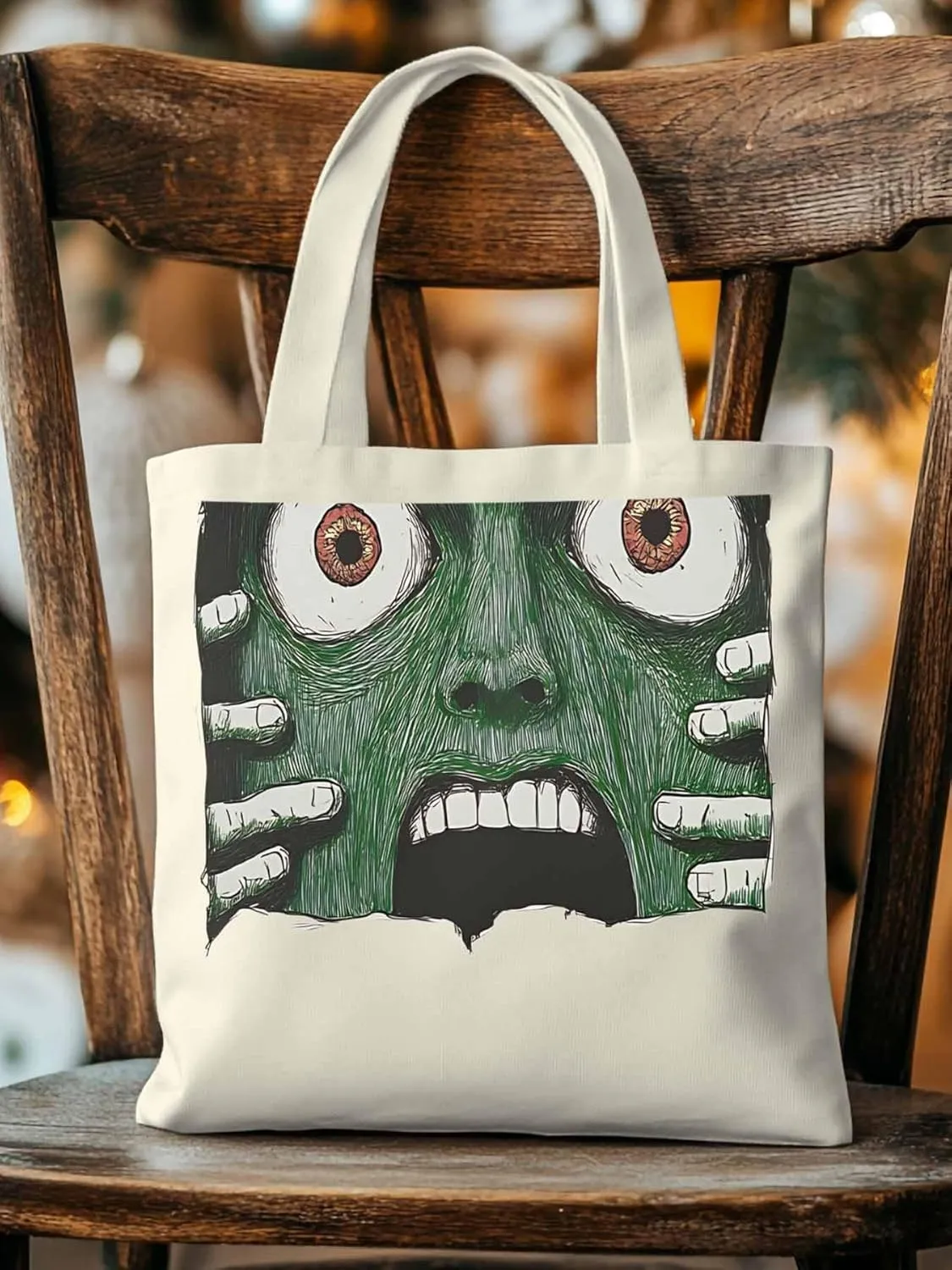Canvas Tote Bag, Abstract Feats Face Eyes Aesthetic Canvas Tote Handbags for Women Shoulder Bag,