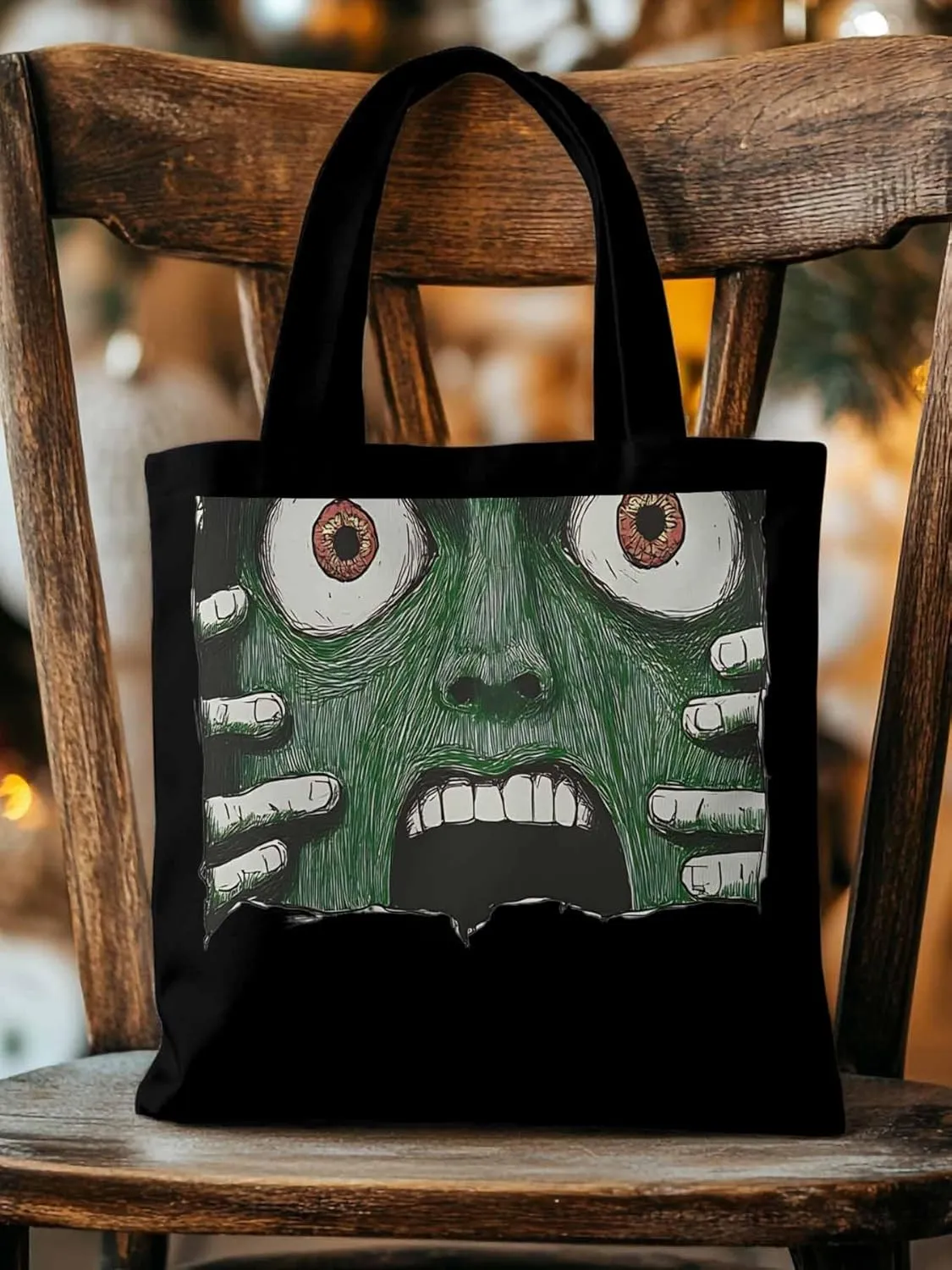 Canvas Tote Bag, Abstract Feats Face Eyes Aesthetic Canvas Tote Handbags for Women Shoulder Bag,