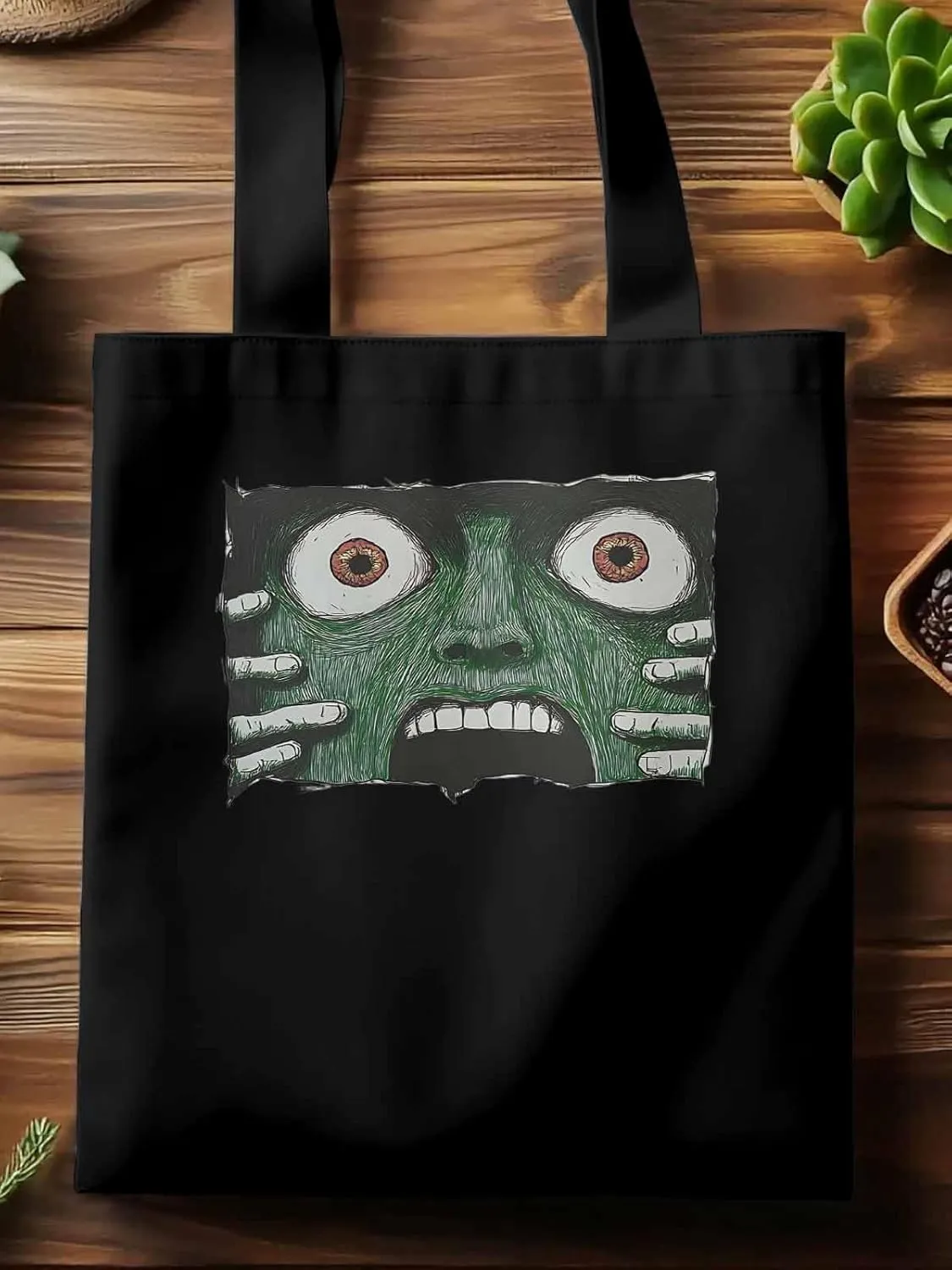 Canvas Tote Bag, Abstract Feats Face Eyes Aesthetic Canvas Tote Handbags for Women Shoulder Bag,