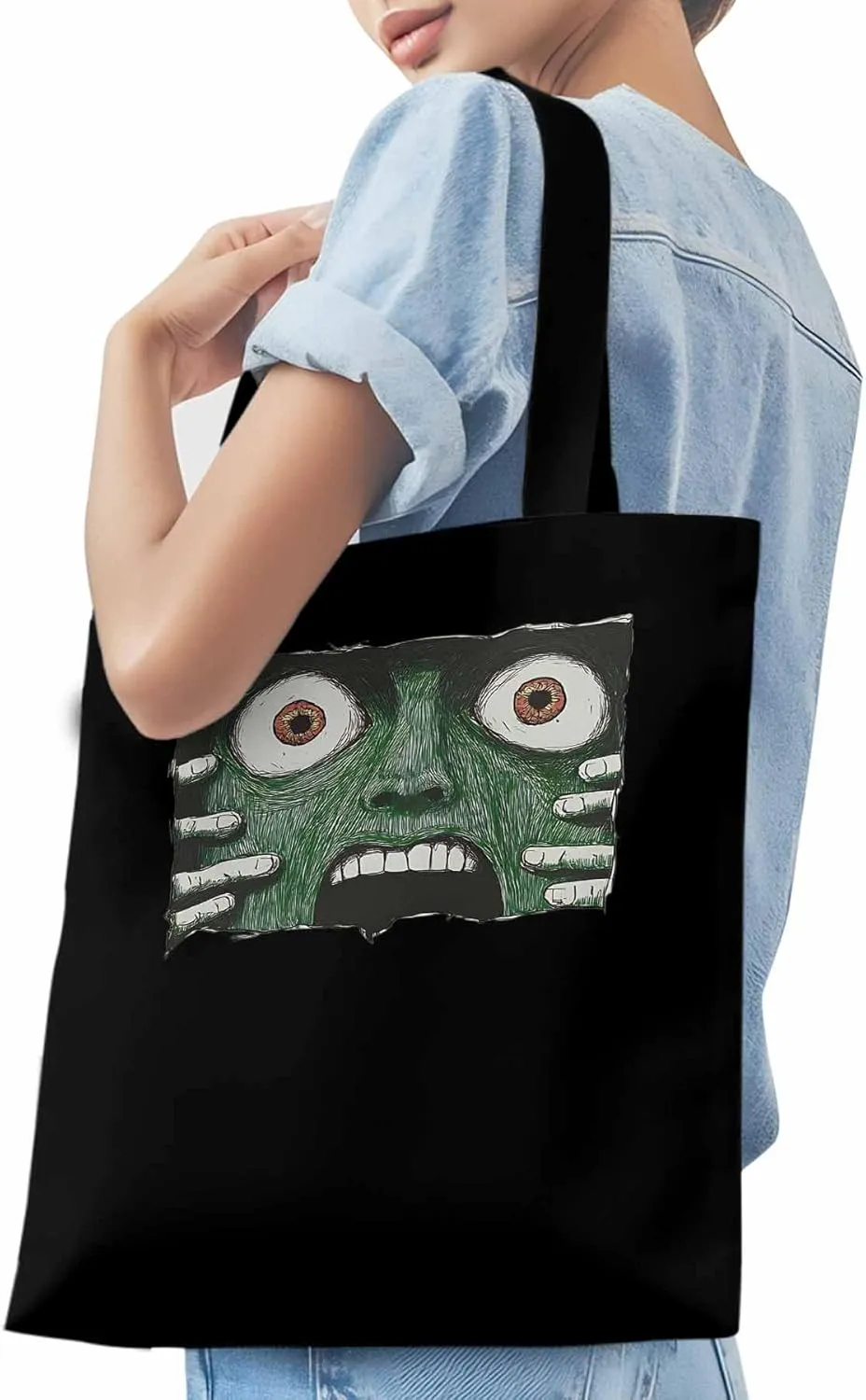 Canvas Tote Bag, Abstract Feats Face Eyes Aesthetic Canvas Tote Handbags for Women Shoulder Bag,