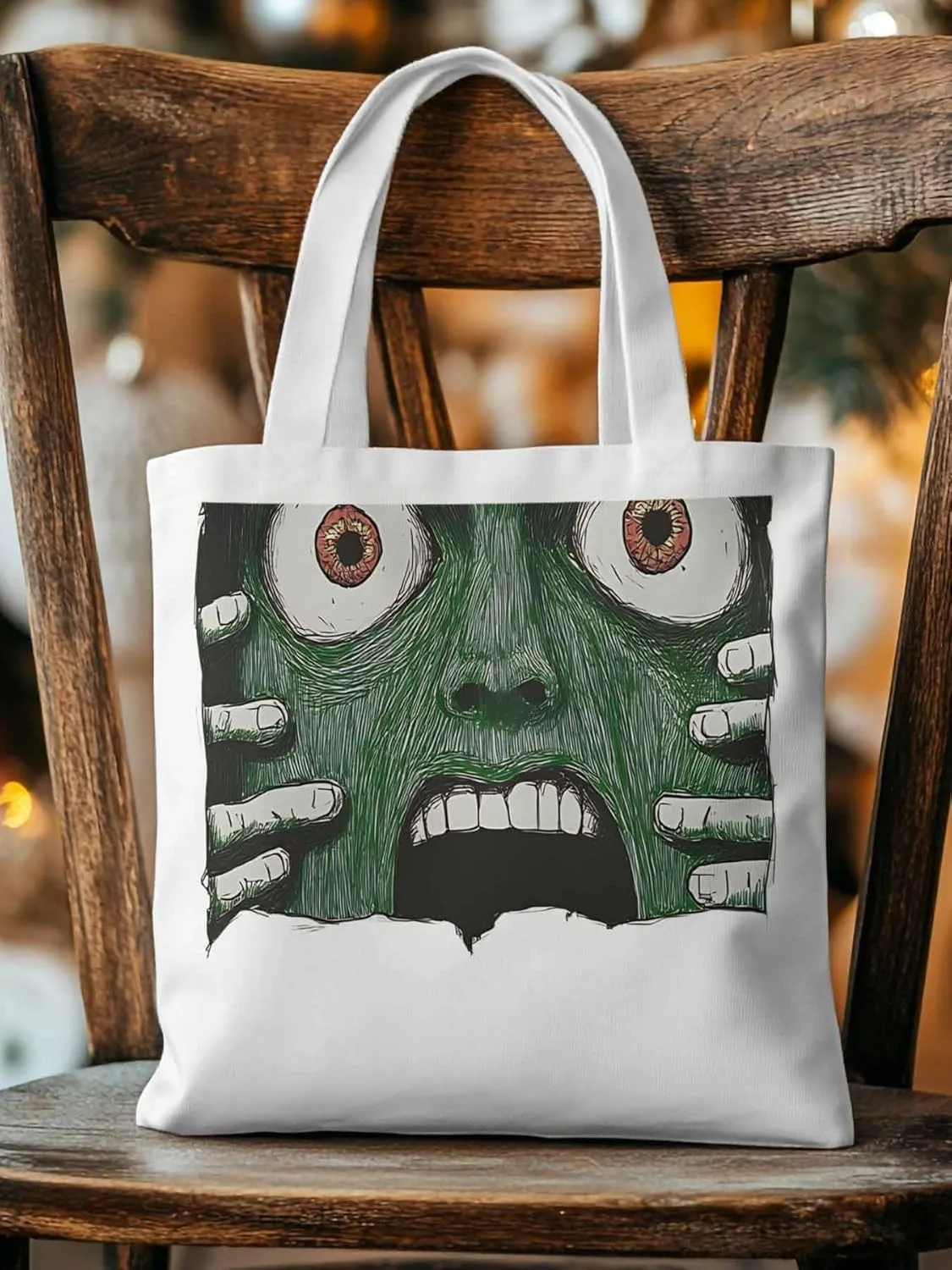 Canvas Tote Bag, Abstract Feats Face Eyes Aesthetic Canvas Tote Handbags for Women Shoulder Bag,