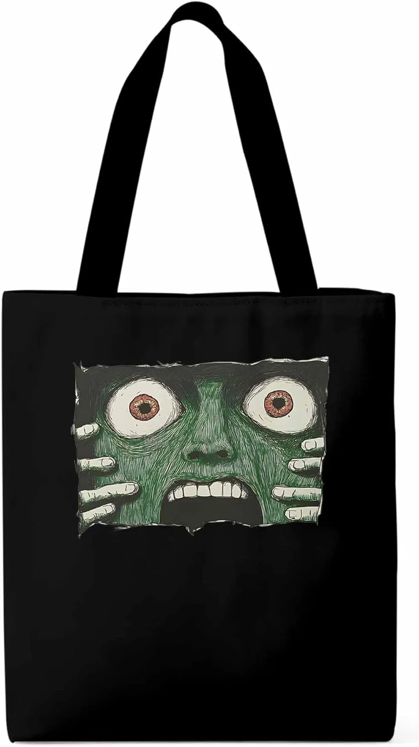 Canvas Tote Bag, Abstract Feats Face Eyes Aesthetic Canvas Tote Handbags for Women Shoulder Bag,