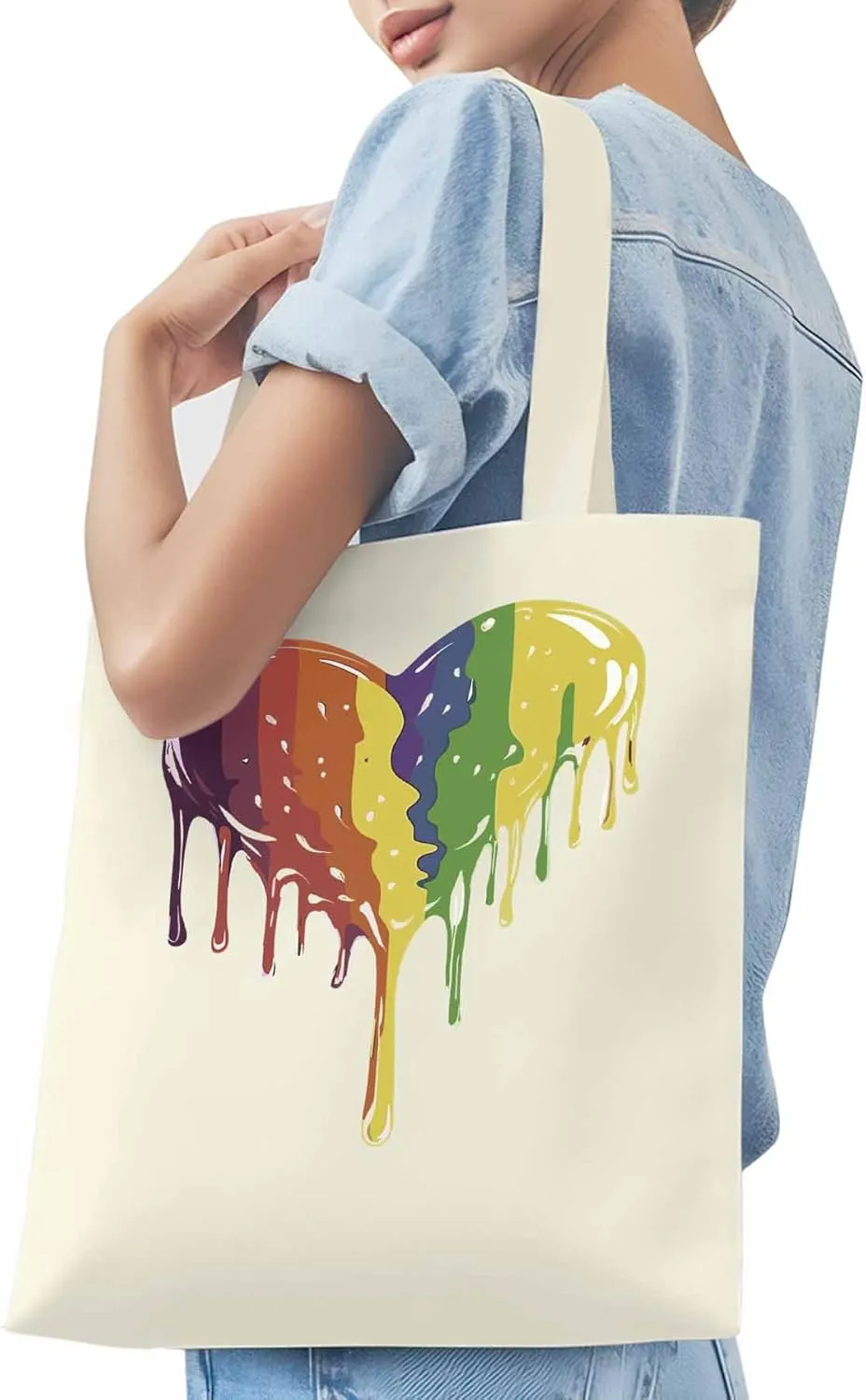 Canvas Tote Bag, Abstract Graffiti Love Heart Aesthetic Canvas Tote Handbags for Women Shoulder Bag