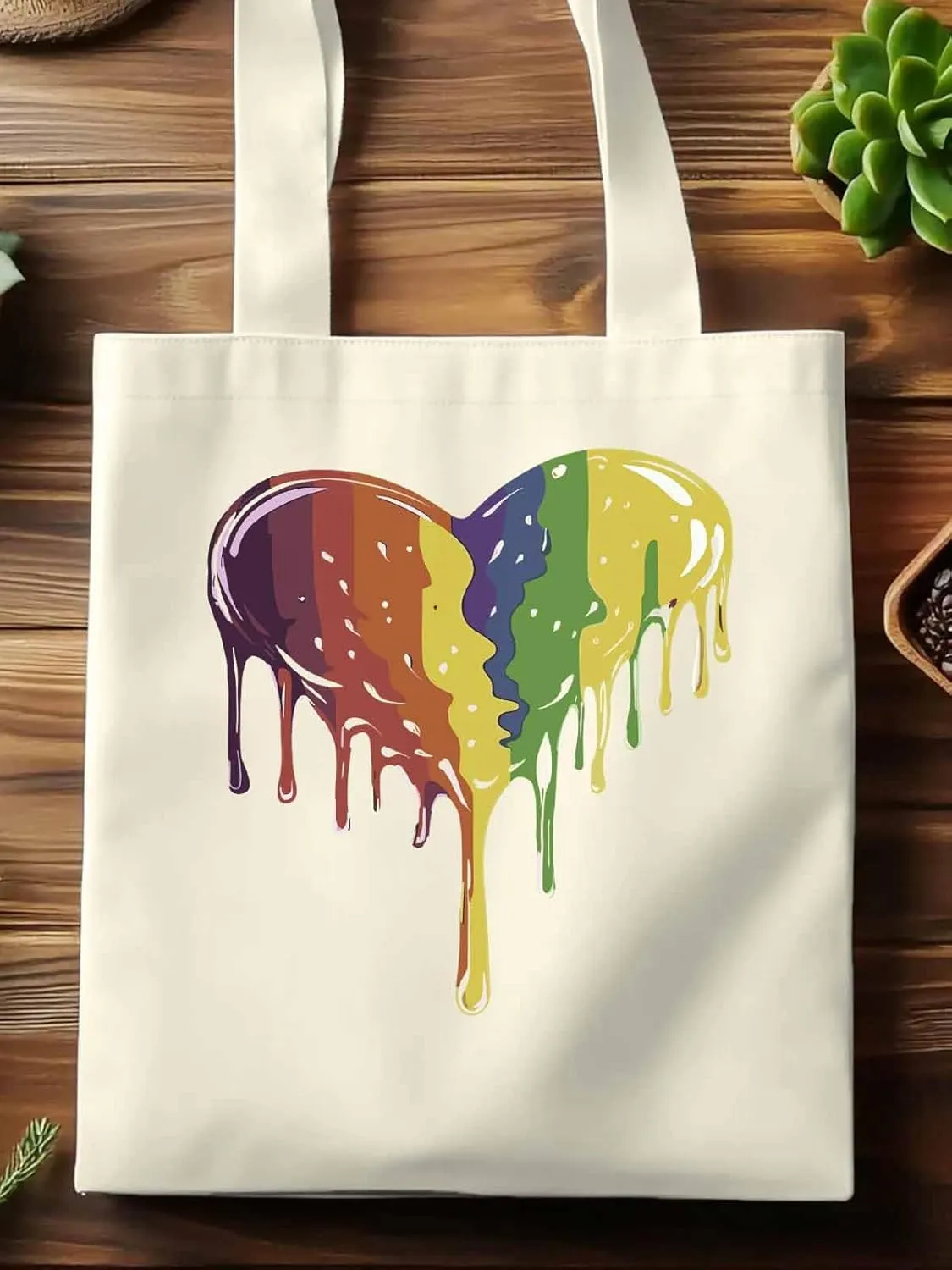 Canvas Tote Bag, Abstract Graffiti Love Heart Aesthetic Canvas Tote Handbags for Women Shoulder Bag