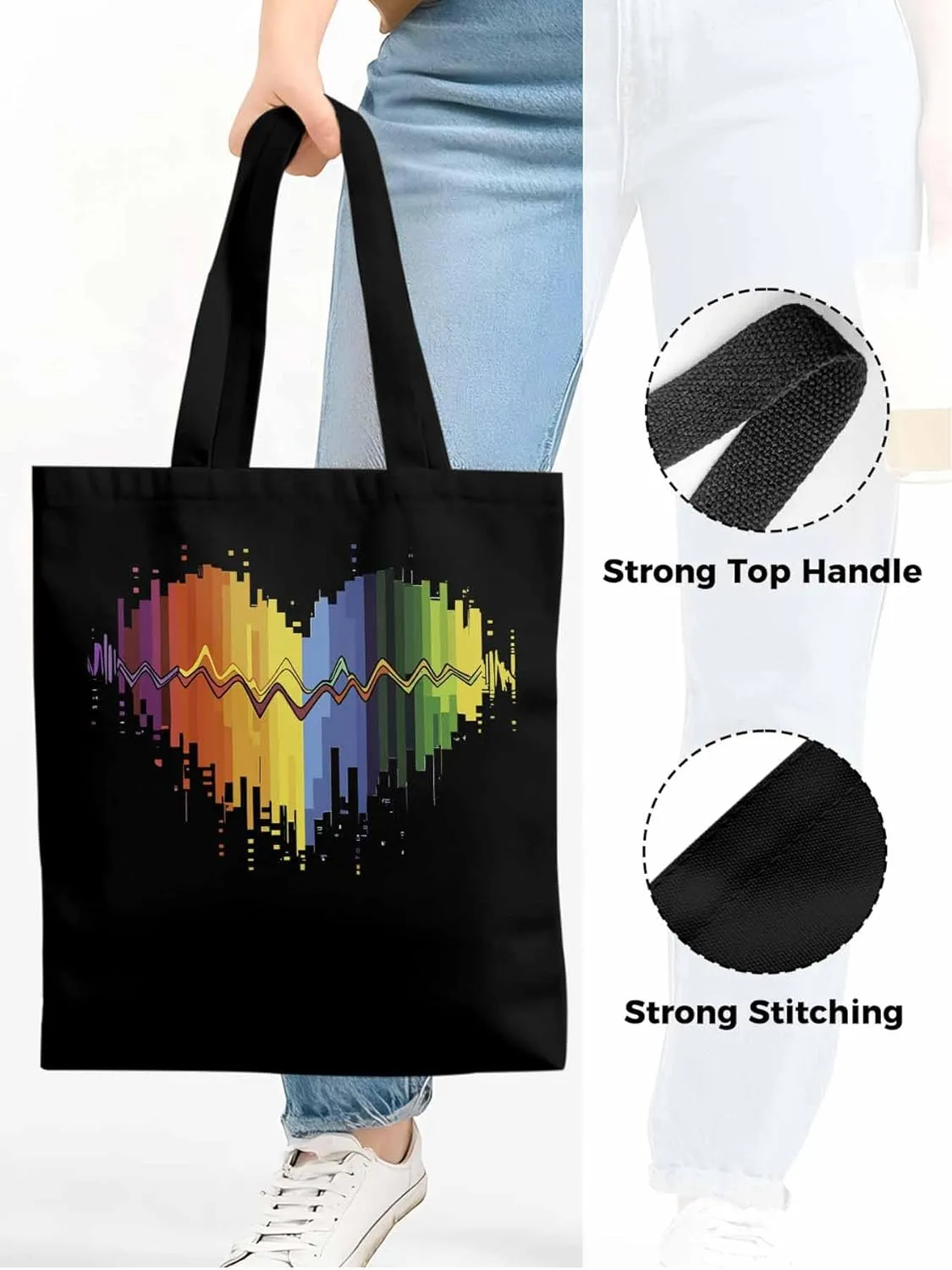 Canvas Tote Bag, Abstract Graffiti Lover Heart Aesthetic Canvas Tote Handbags for Women Shoulder Bag
