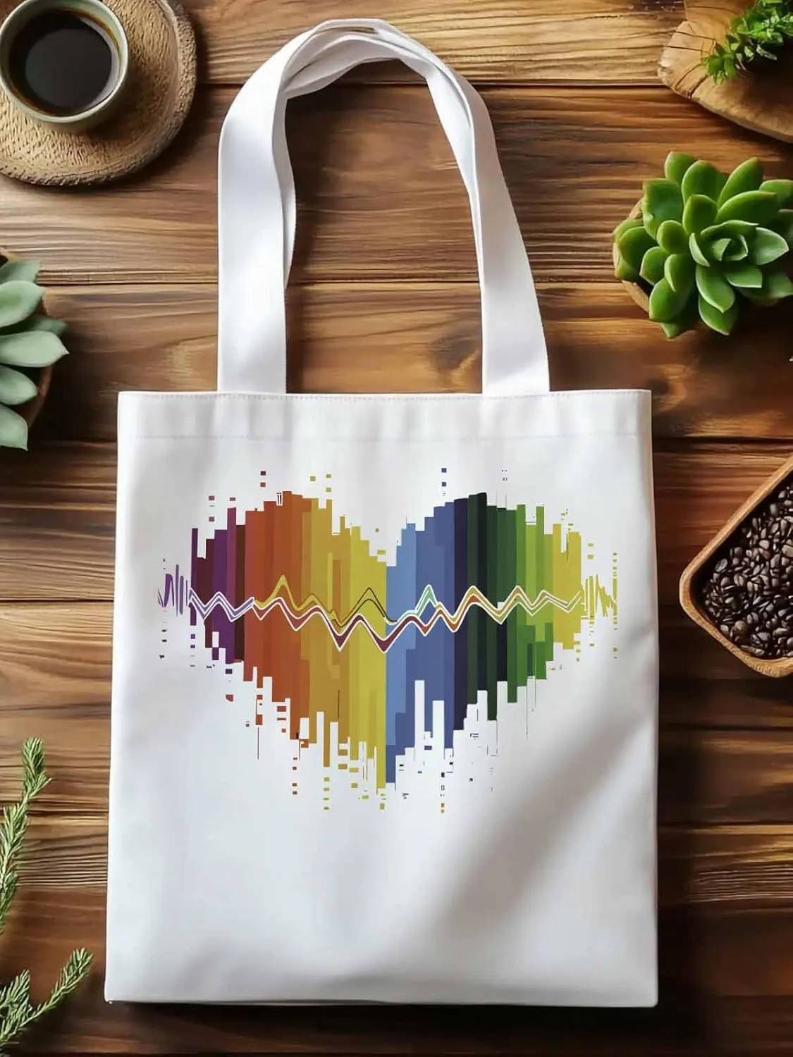 Canvas Tote Bag, Abstract Graffiti Lover Heart Aesthetic Canvas Tote Handbags for Women Shoulder Bag