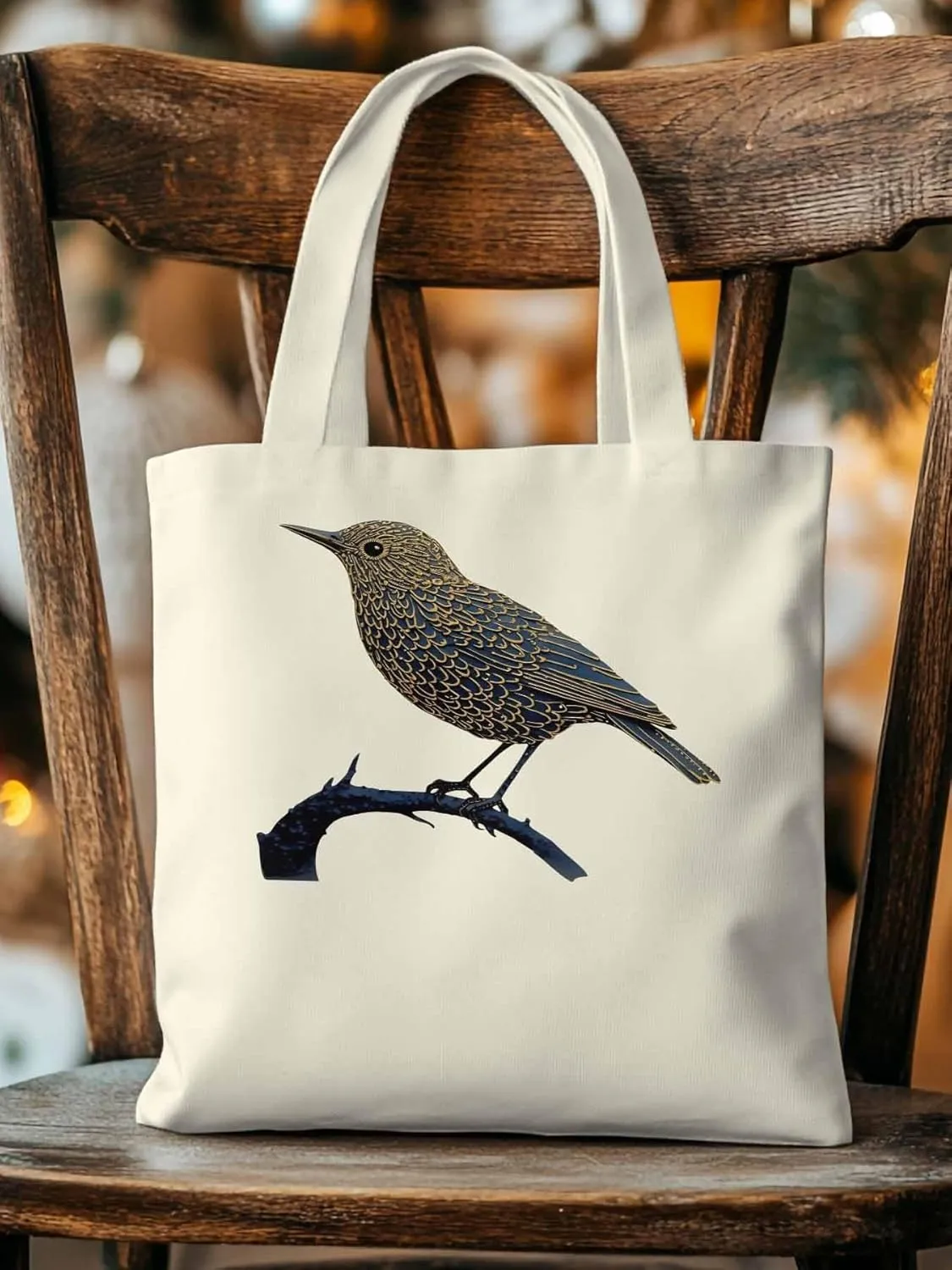 Canvas Tote Bag, Animals Pirnt Aesthetic Canvas Tote Handbags for Women Shoulder Bag Bird on Branch