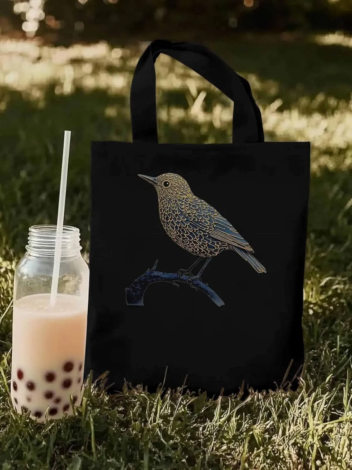 Canvas Tote Bag, Animals Pirnt Aesthetic Canvas Tote Handbags for Women Shoulder Bag Bird on Branch