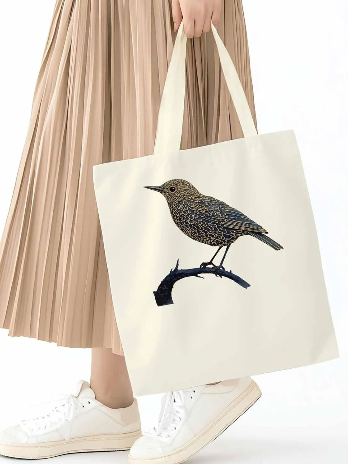 Canvas Tote Bag, Animals Pirnt Aesthetic Canvas Tote Handbags for Women Shoulder Bag Bird on Branch