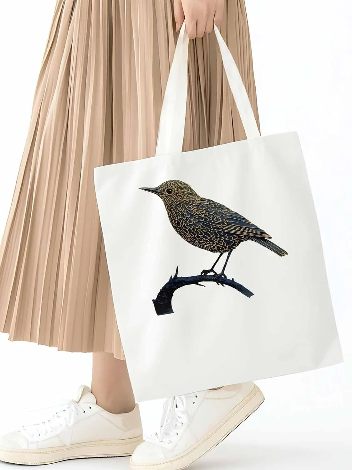 Canvas Tote Bag, Animals Pirnt Aesthetic Canvas Tote Handbags for Women Shoulder Bag Bird on Branch