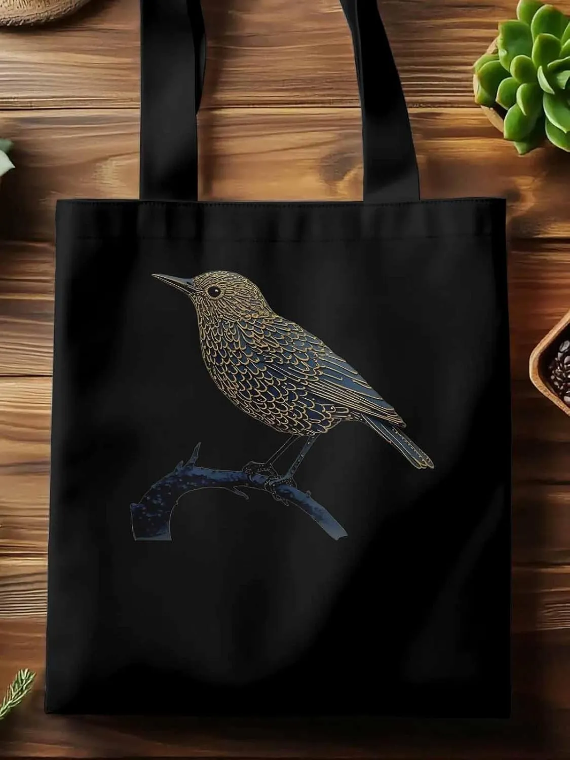 Canvas Tote Bag, Animals Pirnt Aesthetic Canvas Tote Handbags for Women Shoulder Bag Bird on Branch