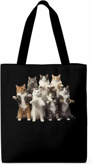 Canvas Tote Bag, Animals Print Aesthetic Canvas Tote Handbags for Women Shoulder Bag Stand Cat