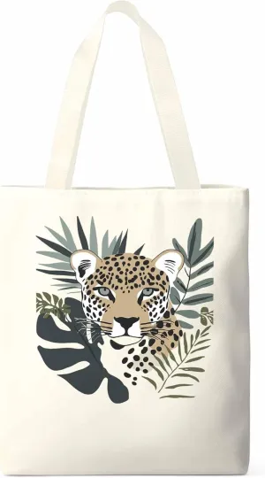 Canvas Tote Bag, Bohemia Tropical Jaguars Aesthetic Canvas Tote Handbags for Women Shoulder Bag,