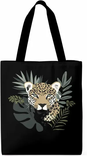 Canvas Tote Bag, Bohemia Tropical Jaguars Aesthetic Canvas Tote Handbags for Women Shoulder Bag,