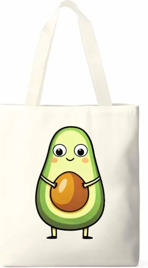 Canvas Tote Bag, Cartoon Avocado Print Aesthetic Canvas Tote Handbags for Women Shoulder Bag,