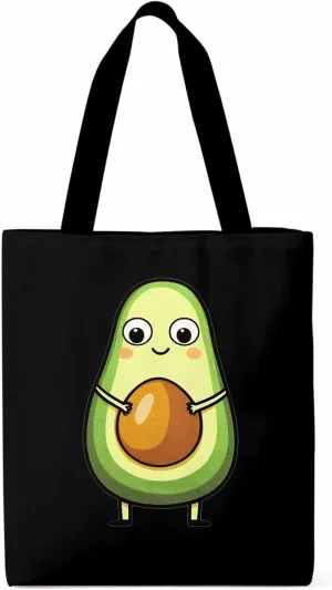 Canvas Tote Bag, Cartoon Avocado Print Aesthetic Canvas Tote Handbags for Women Shoulder Bag,