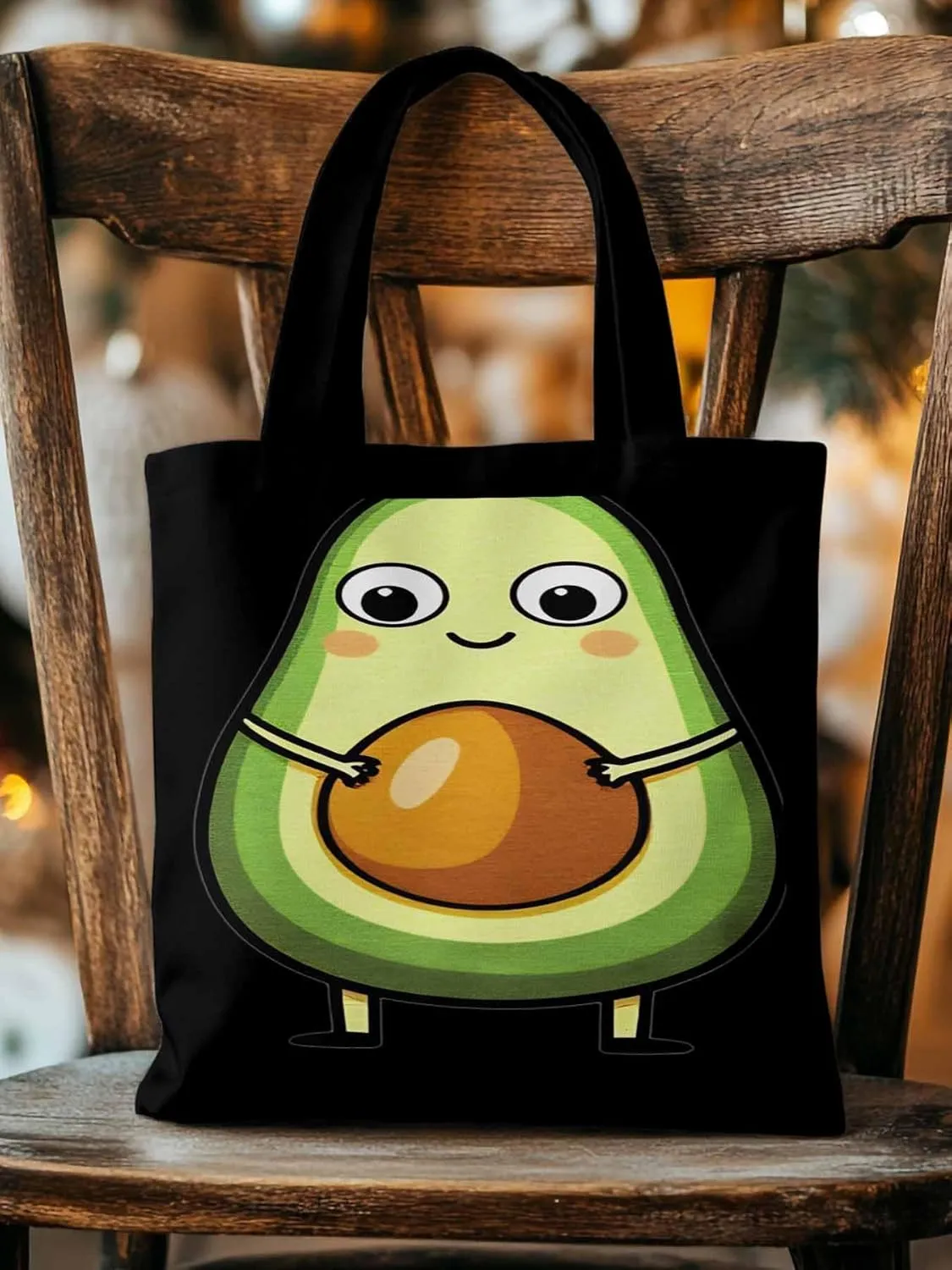 Canvas Tote Bag, Cartoon Avocado Print Aesthetic Canvas Tote Handbags for Women Shoulder Bag,